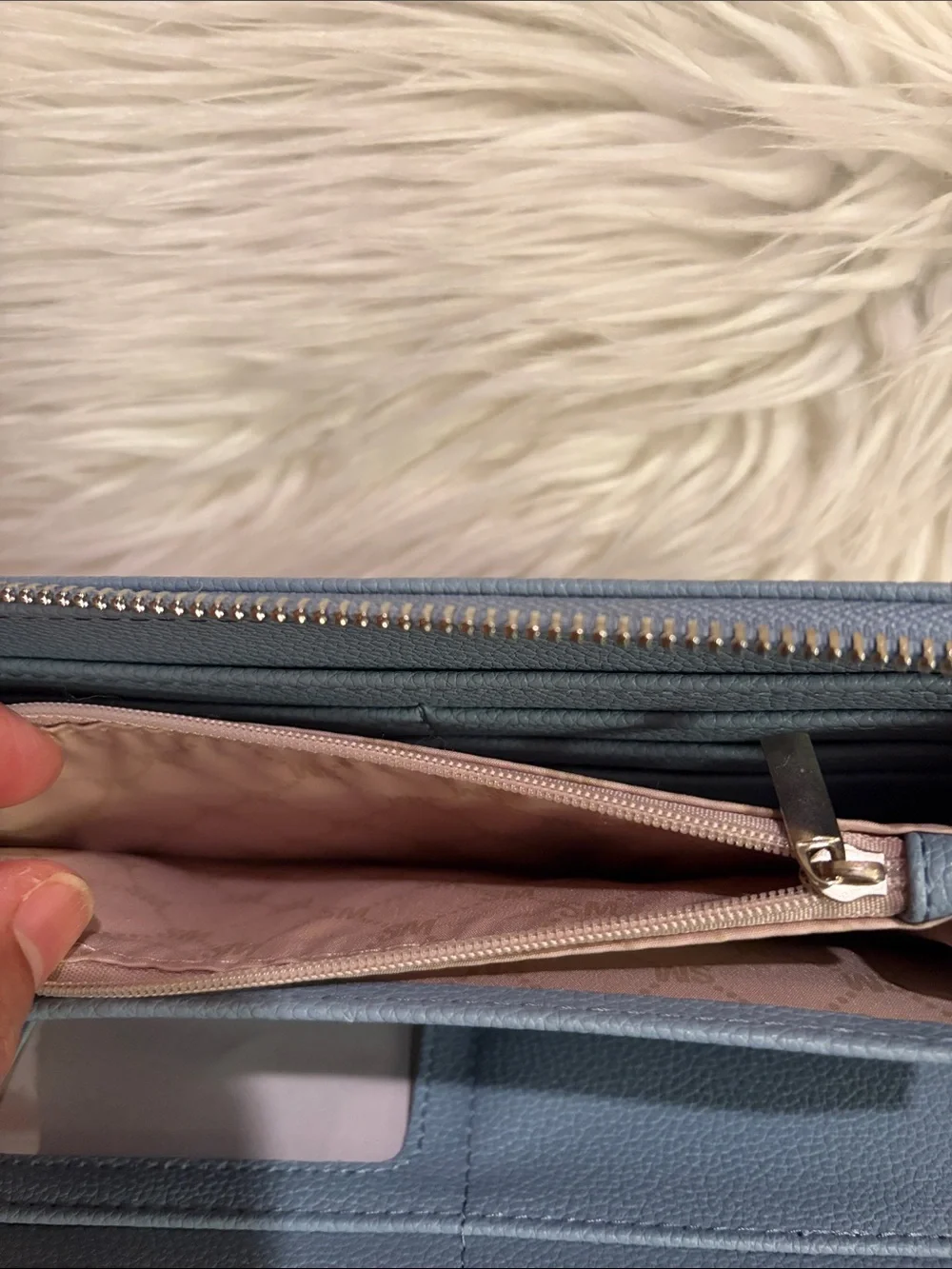 Steve Madden Light Blue Zip-Around Wristlet Wallet